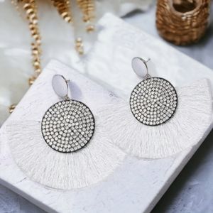 Bohemian Round Rhinstone Tassle Earrings
